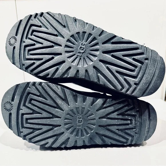 UGG WOMEN'S ULTRA MINI PLATFORM LEATHER SHEARLING LINED ANKLE BOOTS BLACK size 6 - Picture 14 of 14